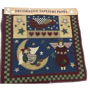 Tapestry Panel 16x16in Multicolor Folk Art Angel Celestial Made in USA NEW